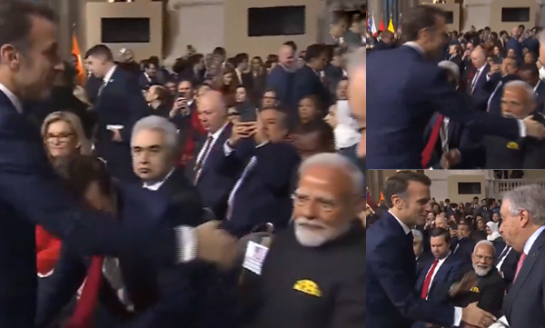 French President Emmanuel Macron did not shake hands with Indian PM Narendra Modi (Image Source: X)