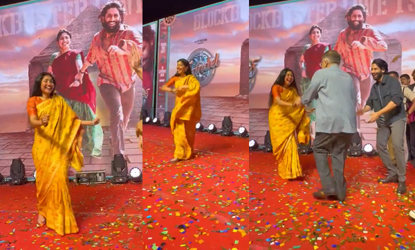 Sai pallavi dances on stage during the success celebration of thandel movie