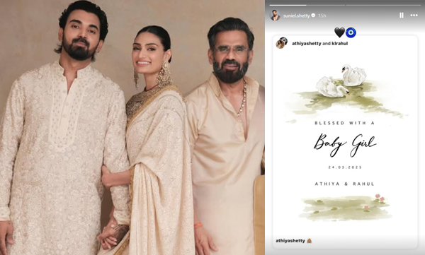 Suneil shetty becomes grandfather of a gril child, athiya and k r rahul becomes parents