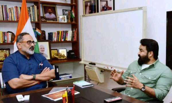 I am watching Empuran; Rajeev Chandrasekhar wishes Mohanlal-Prithviraj team