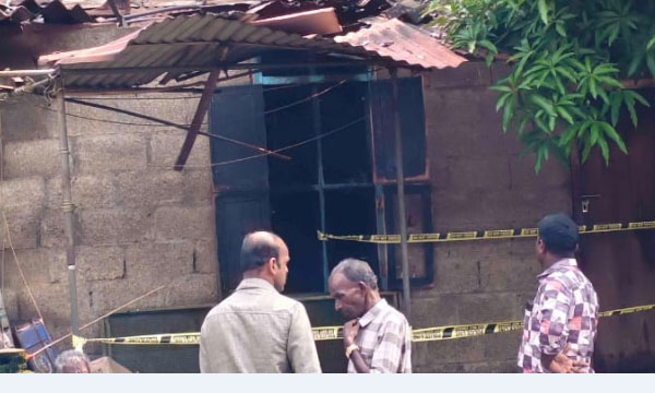 The fireball ran onto the road and fell; Seethamma's body was burnt to death inside the house.