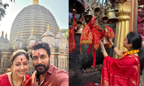 Jyotika and surya visits temple when there is controversies on jyotika's comments