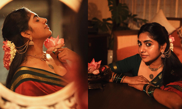 Actress- Nimisha- Sajayan- looks- beautiful- in- saree