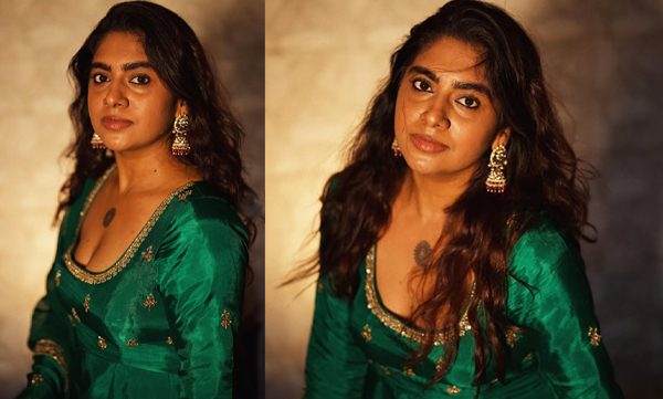 Nimisha sajayan elegant look in green salwar