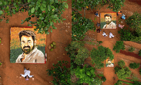 Davinchi Suresh creates mohanlal sketch in jackfruit
