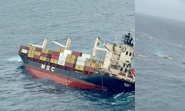 Cargo ship capsizes near Kochi; Dangerous chemicals in Arabian Sea, warning not to touch if they wash ashore