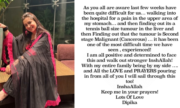 Dipika Kakar battles with stage 2 liver cancer and share heartfelt instagram post