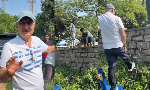  Anupam Kher's car gets stuck in ‘jungle’, he climbs wall to reach set of film with Prabhas