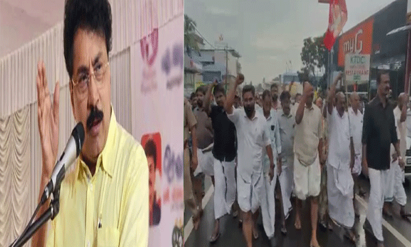 cpim-local-leaders-parade-against-cpim-leader-p-k-sasi-in-mannarkkad-town