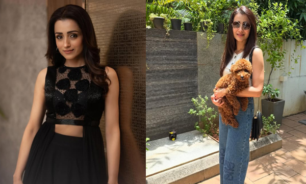Trisha-shared- a picture -with- her- pet -dog