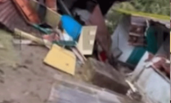 A herd of wild elephants destroyed a school building in Munnar.