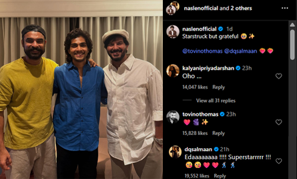 Dulquer Salmaan's comment on naslen social media post