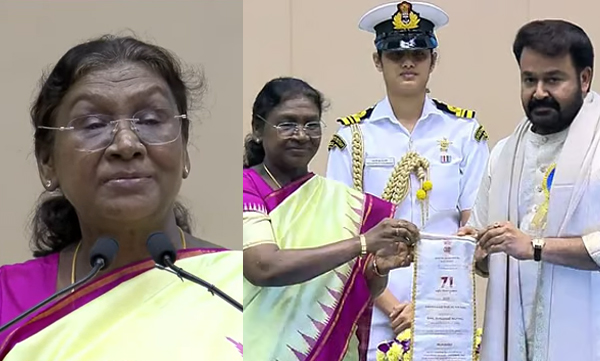 President Droupadi Murmu congrajulate mohanlal and praises his acting skill