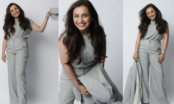 Rani Mukherjee elegant look in three piece grey suit