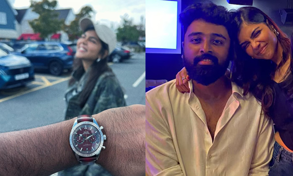 Kalyani Priyadarshan gifts luxury watch to Nimish Ravi