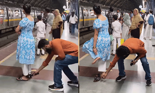 video-of-chappal-theft-prack-in-delhi-metro-goes-viral