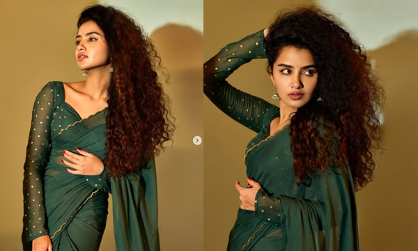 anupama-parameswaran-looking-beautiful-in-green-saree