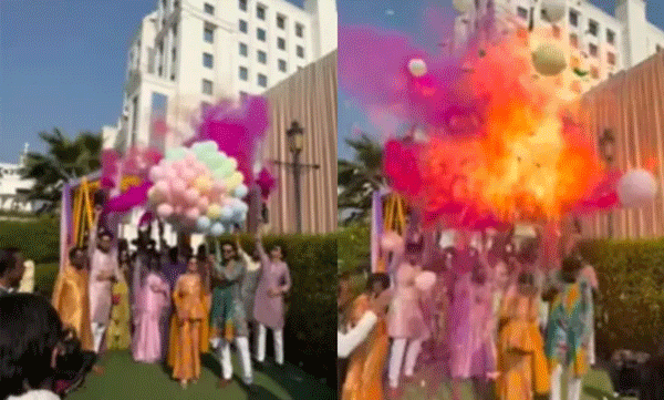 hydrogen-balloons-exploded-haldi-ceremony-bride-groom-injured-viral-video