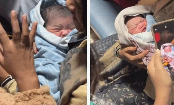 woman-in-labor-pains-while-traveling-on-a-busy-train