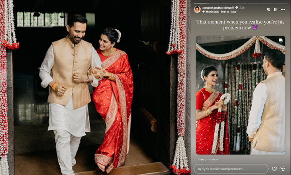 Samantha's priceless reaction on looking at her wedding picture