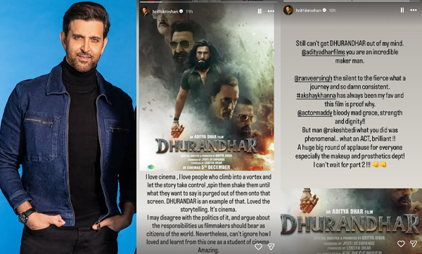 Hrithik Roshan's 2nd review of Ranveer Singh's Dhurandhar hours after he disagreed on its politics, social media confused