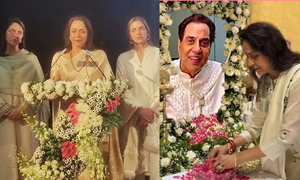 Hema Malini gives emotional speech at Dharmendra's prayer meet
