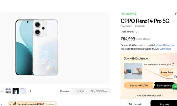 oppo-reno-14-pro-base-variant-gets-rs-4500-bank-discount-details-inside
