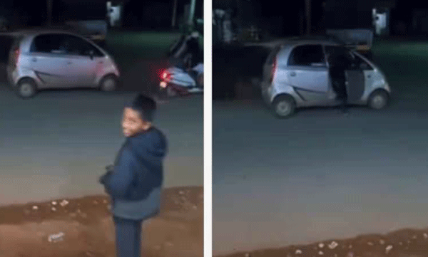 നാനോ കാറോടിച്ച് ബേക്കറിയില് എത്തി സാധനങ്ങള് വാങ്ങി 10 വയസ്സുകാരന്: അച്ഛനമ്മമ്മാര്ക്കെതിരെ രൂക്ഷ വിമര്ശനവുമായി സോഷ്യല് മീഡിയ