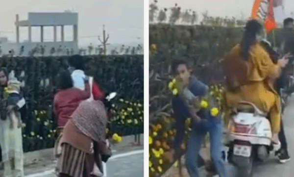 viral-video-locals-steal-flower-pots-after-prime-ministers-visit-in-lucknow