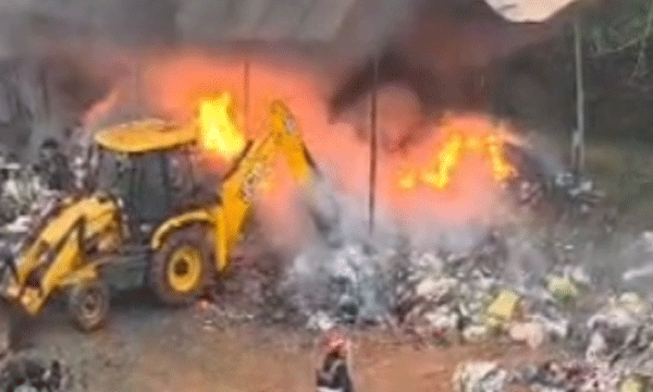 Massive fire breaks out at plastic waste processing factory; three-storey building completely gutted