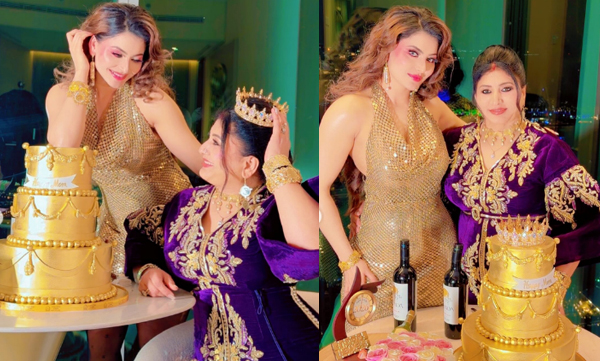 urvashi-rautela-mom-birthday-gold-cake
