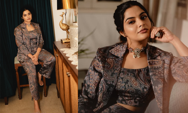 Nikhila Vimal shines like a Hollywood queen in a jacquard blazer set