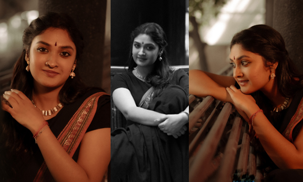 Tejalakshmi in a traditional look in a black saree, fans call her Urvashi's Xerox
