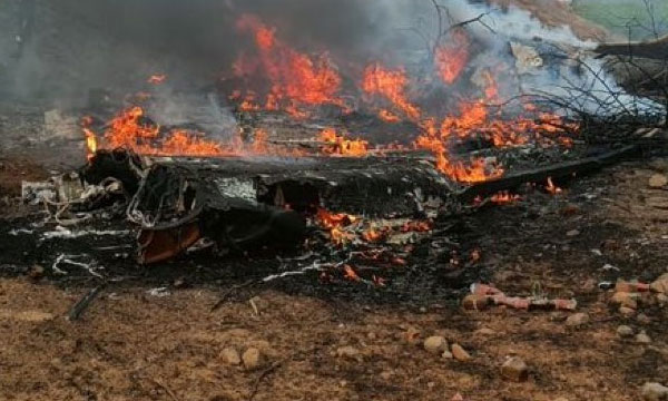 Massive fire, plane split on impact