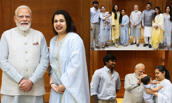 Prime minister narendra modi with cute little kid of diya krishna 