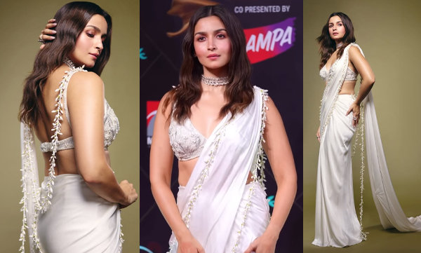Alia Bhatt elegant look in custom gaurav gupta mogra saree