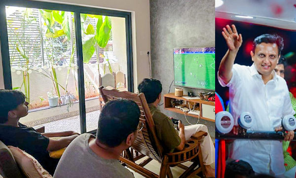 Minister Muhammad Riyas watching video game on election break time 