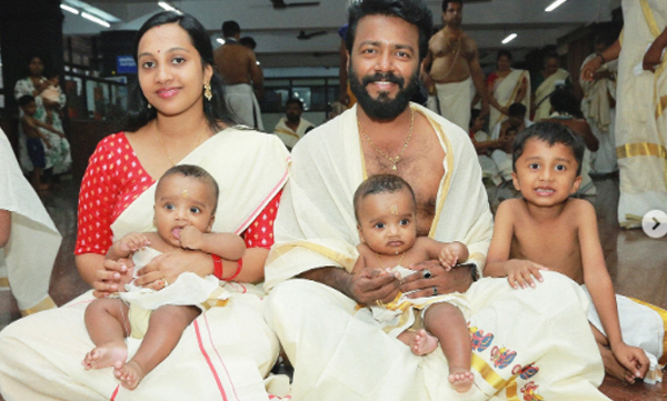 Vishnu- Unnikrishnan- Shares- Heartwarming -Photos- from-children- Vinayaka -and -Karthikeya’s -Choroonu