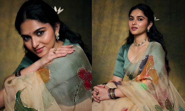 south-indian-actress-kayadu-lohar-ethnic-style-floral-organza-saree