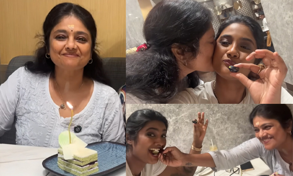 Manju pillai gets emotional at surprise birthday celebration by daughter daya sujith