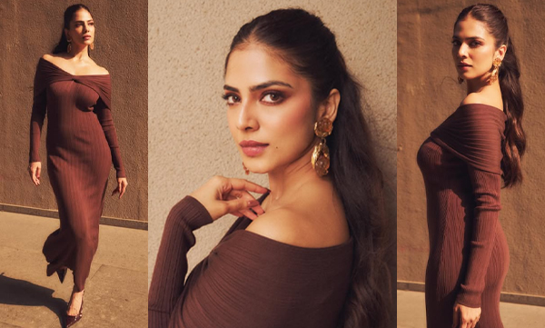 Malavika Mohanan stuns in off-shoulder brown ribbed top with a twisted front detail