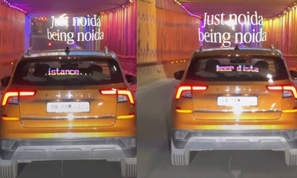 keep-distance-agar-gaadi-lag-gayi-toh-biwi-pitegi-noida-car-warning-went-viral-watch-video