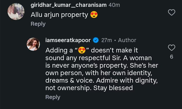 actress-seerat-kapoor-slams-sexist-troll-after-being-called-allu-arjuns-property-