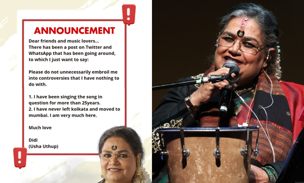 Usha Uthup has clarified all the controversy surrounding on the Bengali song 'Didi'