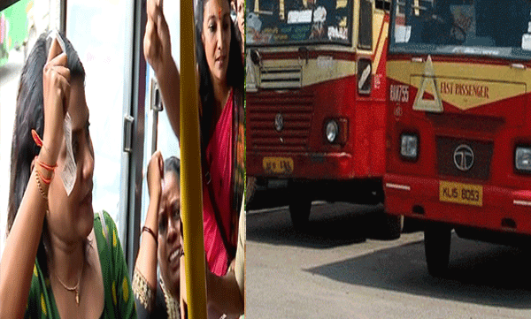 female-conductor-issues-free-tickets-during-mahila-morcha-protest