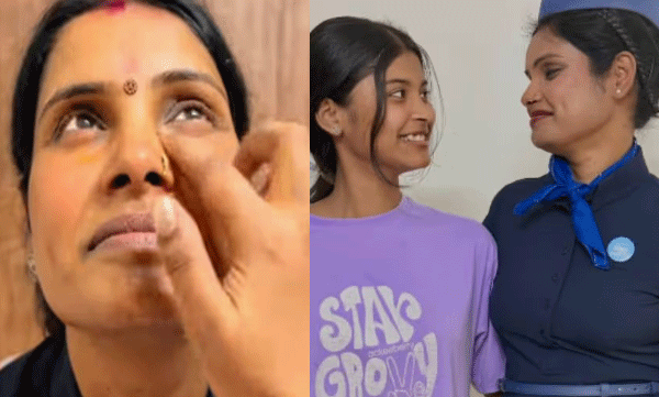 ഇതാരാ ഇത്! അമ്മയെ തന്റെ ഇന്ഡിഗോ യൂണിഫോം അണിയിച്ച് മകള്, കയ്യടിച്ച് സോഷ്യല് മീഡിയ
