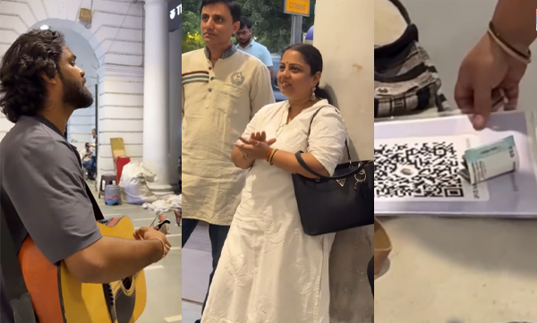 Sweet gesture of a woman towards a street singer (Image Source: Instagram)