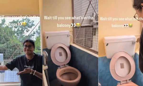 'ഇങ്ങനെയൊന്ന് സ്വപ്നങ്ങളില് മാത്രം: ബെംഗളൂരുവിലെ വീടിന്റെ ബാല്ക്കണിയിലെ ടോയ്ലറ്റ് കണ്ട് മൂക്കത്ത് വിരല്വെച്ച് സോഷ്യല് മീഡിയ