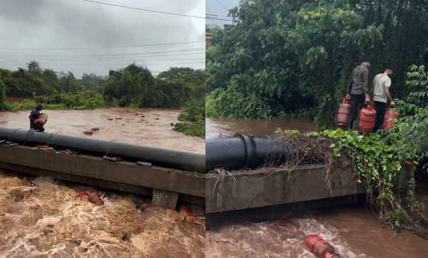 മഹാരാഷ്ട്രയിലെ പ്രളയത്തിൽ ഒഴുകിയെത്തിയ പാചകവാതക സിലിണ്ടറുകൾ പിടിച്ചെടുത്ത് നാട്ടുകാർ; വീഡിയോ പുറത്ത്