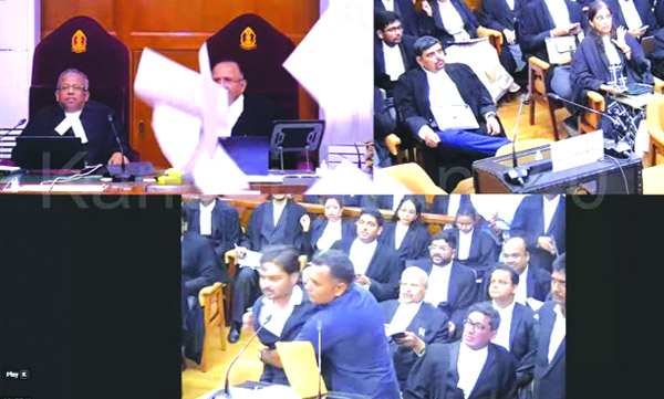 സുപ്രീംകോടതിയില് നാടകീയ രംഗങ്ങള് ജഡ്ജിമാരെ അധിക്ഷേപിച്ചും കേസ് രേഖകള്
കീറിയെറിഞ്ഞും ഹര്ജിക്കാരന്!